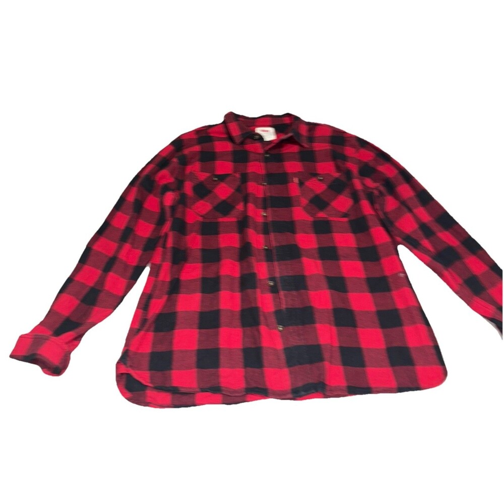 Levi's Men's Large Red Black Buffalo Plaid Flannel Button Up Shirt